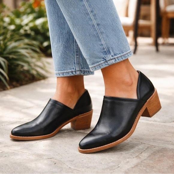 MADEWELL Brady English Saddle Black Leather Low Cut Ankle Boots Booties 11 Boho - Picture 2 of 13